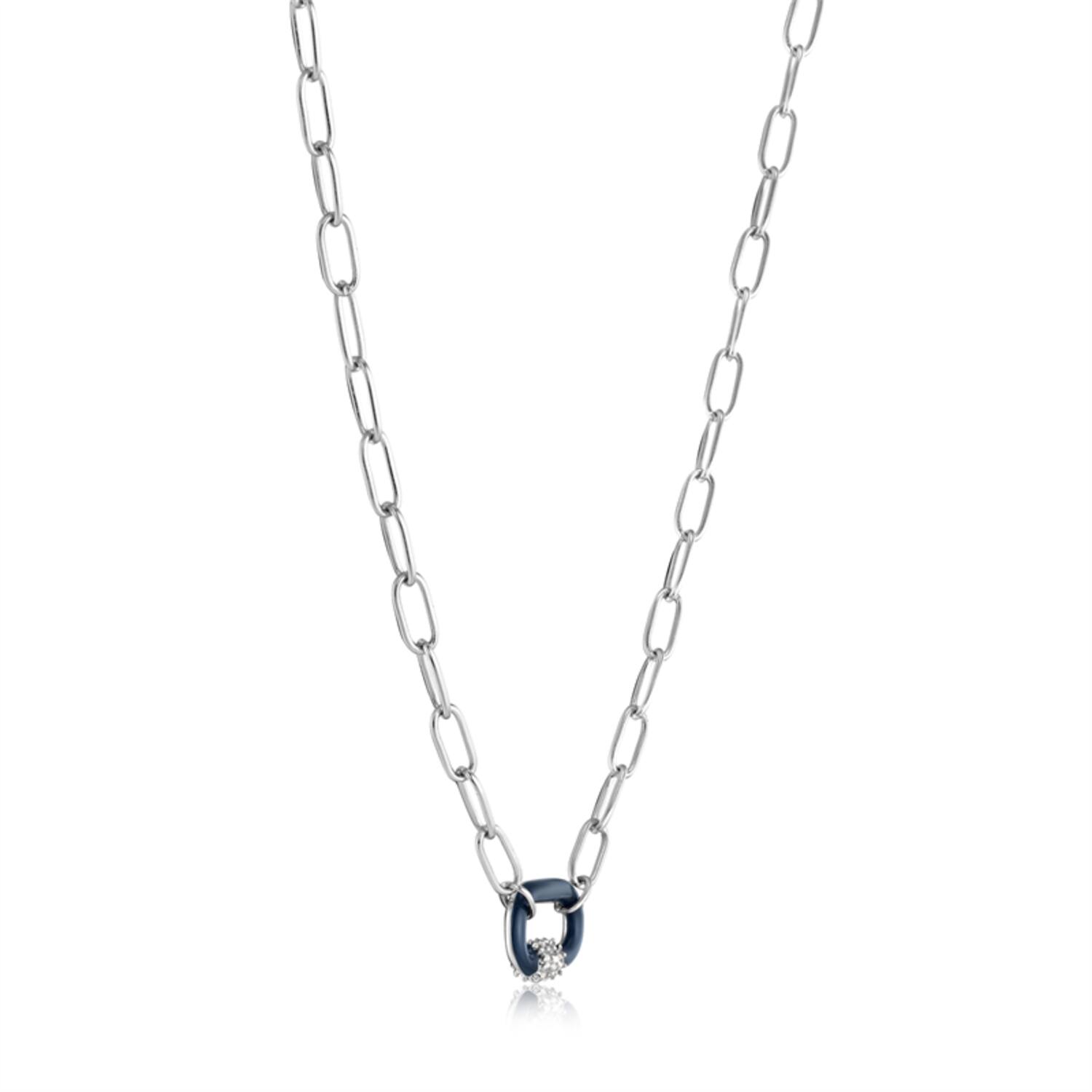  Bright Future - Schakelcolliers - Zilver / Gerodineerd - Zirkonia - 45cm